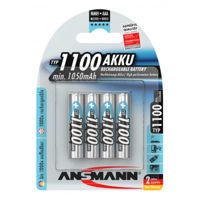 Ansmann AAA NiMH &uacute;jrat&ouml;lthető akkumul&aacute;tor 1100 mAh - 4 db