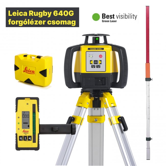 Leica Rugby 640G zöld forgólézer csomagban - 845495csom - Forgólézerek és lézerszintezők